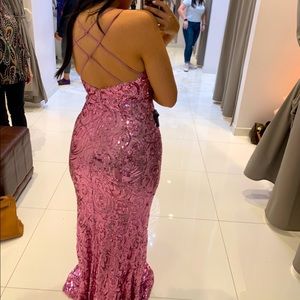 Pink sequins mermaid prom dress.